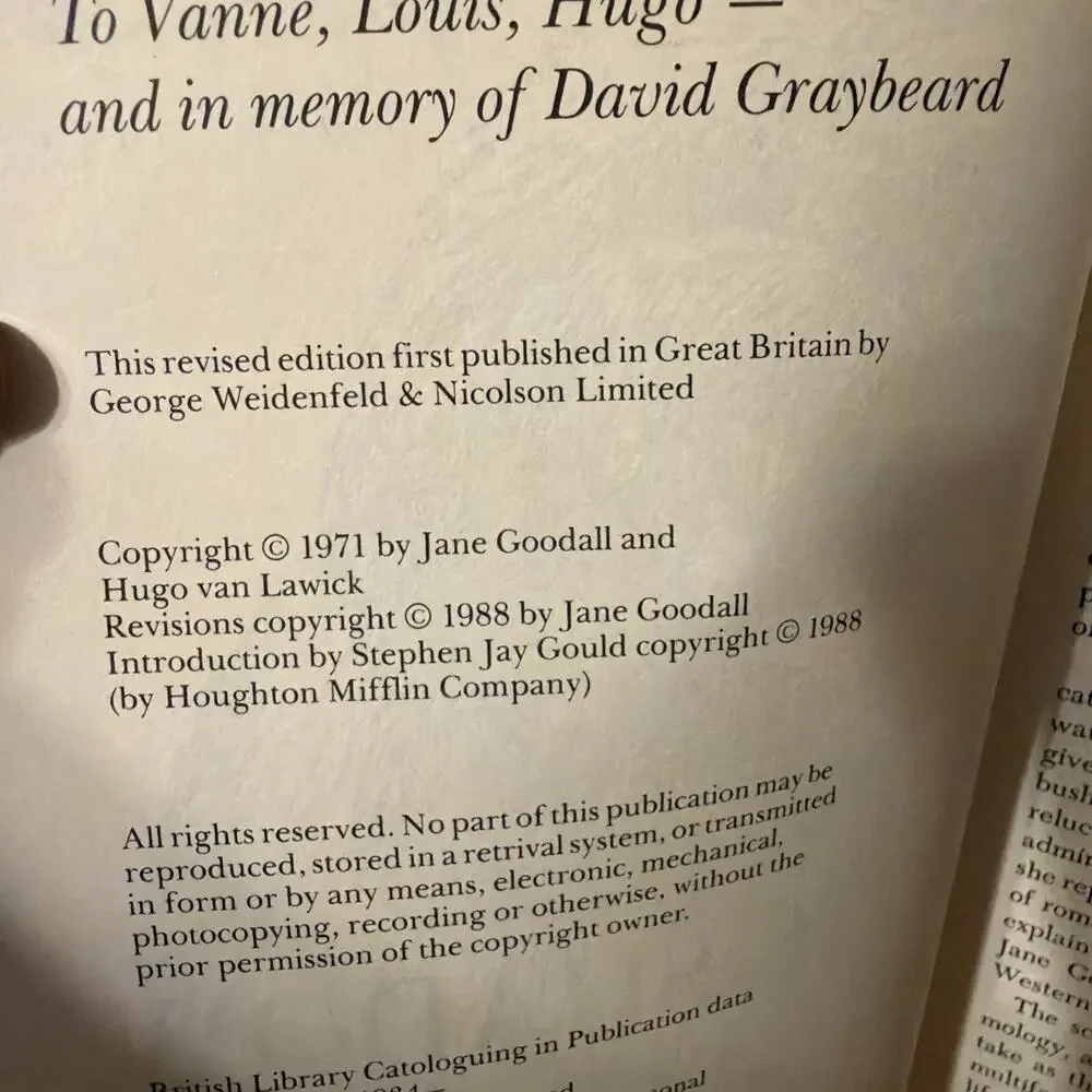 In the Shadow of Man Signed‎ by Jane Goodall Revised Edition Signed Copy